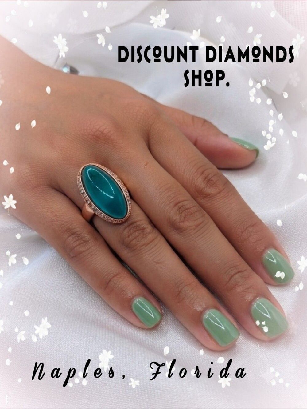 Rose Gold Marquise Emerald & White Baguette Diamond Cocktail Ring